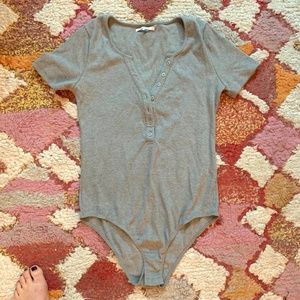 Henley ribbed bodysuit, Grey, Size M/L